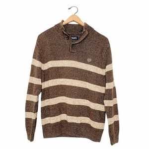 Chaps Mens Preppy Brown Stripe Sweater Large L